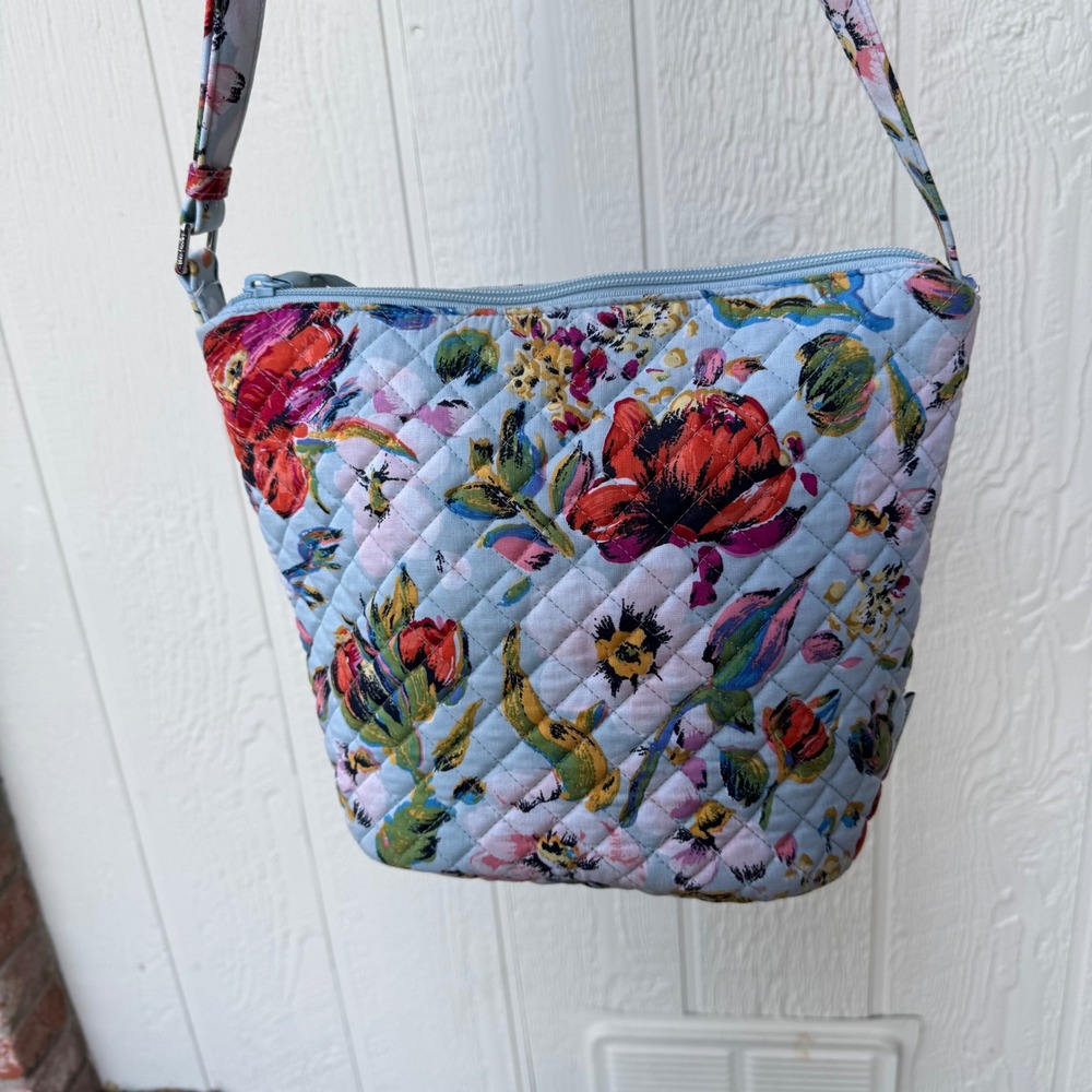 Vera Bradley Rain Forest Canopy Quilted Floral Crossbody Shoulder Bag Blue 29605